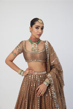Load image into Gallery viewer, Copper Shimmer Organza Sequins Lehenga Set