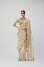 Load image into Gallery viewer, Golden Shimmer Organza saree set