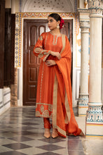 Load image into Gallery viewer, Rust kurta set with churidar and dupatta