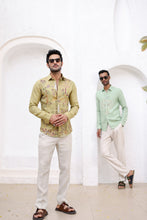Load image into Gallery viewer, Olive Green Floral Embroidery Shirt