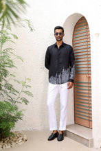 Load image into Gallery viewer, Black City Resham Embroidered Linen Shirt