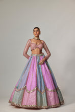 Load image into Gallery viewer, MAUVE MULTICOLOR SEQUIN SCATTERED LEHENGA WITH SWEETHEART FULL SLEEVE BLOUSE