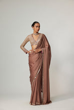 Load image into Gallery viewer, DEEP BEIGE SATIN SAREE SET