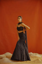 Load image into Gallery viewer, Black net lace lehenga choli set
