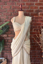 Load image into Gallery viewer, Champagne Gold shimmer tissue Pre-stitched saree