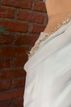 Load image into Gallery viewer, Powder Blue Pre-draped saree with Zari work Bustier