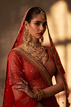 Load image into Gallery viewer, Red Raw Silk Double Dupatta Lehenga Set