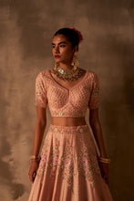 Load image into Gallery viewer, Peach Raw Silk Double Dupatta Lehenga Set