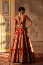 Load image into Gallery viewer, Red Raw Silk Double Dupatta Lehenga Set