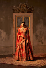 Load image into Gallery viewer, Red Raw Silk Double Dupatta Lehenga Set