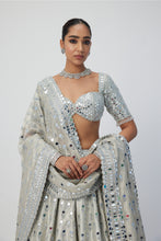 Load image into Gallery viewer, Silver Shimmer Organza Lehenga Set