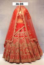 Load image into Gallery viewer, Red Raw Silk Double Dupatta Lehenga Set