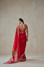 Load image into Gallery viewer, Organza Red Saree Set