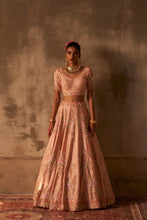 Load image into Gallery viewer, Peach Raw Silk Double Dupatta Lehenga Set