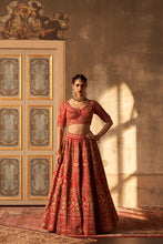 Load image into Gallery viewer, Red Raw Silk Double Dupatta Lehenga Set