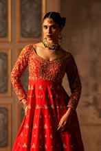 Load image into Gallery viewer, Red Raw Silk Anarkali Set