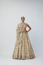 Load image into Gallery viewer, Golden Shimmer Organza Flower Lehenga Set
