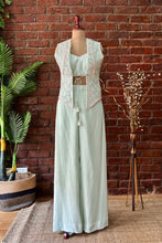 Load image into Gallery viewer, Mint sequin work jacket and pant set