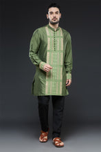 Load image into Gallery viewer, Mehendi Green Panel Design Kurta Set