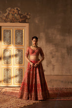 Load image into Gallery viewer, Red Raw Silk Double Dupatta Lehenga Set