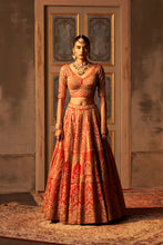 Load image into Gallery viewer, Red Raw Silk Double Dupatta Lehenga Set