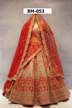 Load image into Gallery viewer, Red Raw Silk Double Dupatta Lehenga Set