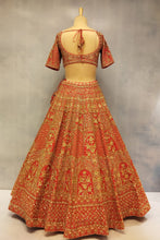 Load image into Gallery viewer, Red Raw Silk Double Dupatta Lehenga Set