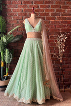 Load image into Gallery viewer, Green gota work lehenga set