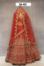 Load image into Gallery viewer, Red Raw Silk Double Dupatta Lehenga Set