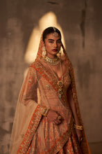 Load image into Gallery viewer, Rust Raw Silk Double Dupatta Lehenga Set