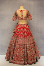Load image into Gallery viewer, Red Raw Silk Double Dupatta Lehenga Set