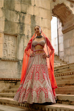 Load image into Gallery viewer, Silver Work Red Lehenga Set