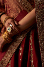 Load image into Gallery viewer, Maroon Raw Silk Double Dupatta Lehenga Set