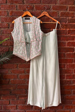 Load image into Gallery viewer, Mint sequin work jacket and pant set