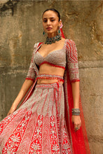 Load image into Gallery viewer, Silver Work Red Lehenga Set