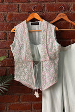 Load image into Gallery viewer, Mint sequin work jacket and pant set