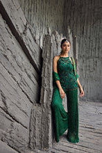 Load image into Gallery viewer, Green Net Embroidery, Sequins Round Neck Hand Tunic Sharara Set