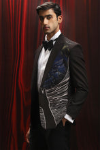 Load image into Gallery viewer, Black Hand-Painted Jaquard Embellished Tuxedo