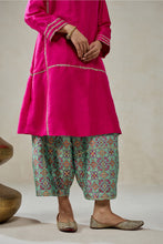 Load image into Gallery viewer, Fuschia Embroidered Kurta With Aqua Patola Silk Salwar Set