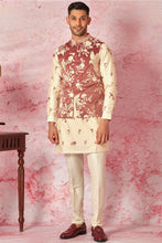Load image into Gallery viewer, Pink Velvet Bundi with Cream Chanderi Silk Kurta Set