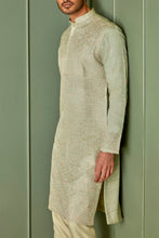 Load image into Gallery viewer, Olive Elegance: Tussar Silk Kurta with Resham Embroidery in Gold Floral and All Over Embroidery