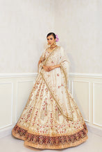 Load image into Gallery viewer, Swaroop - Creamy Dream Raw Silk Zardosi Bridal Lehenga Set
