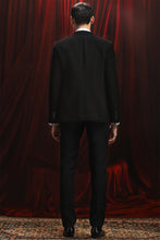 Load image into Gallery viewer, Black Asymmetric Embellished Lapel Tuxedo