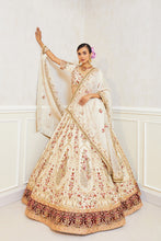 Load image into Gallery viewer, Swaroop - Creamy Dream Raw Silk Zardosi Bridal Lehenga Set