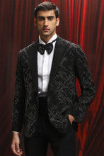Load image into Gallery viewer, Black Sequin Embellished Velvet Tuxedo