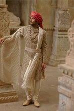 Load image into Gallery viewer, Gold Twill Woven Sherwani Gold Embroidery