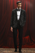 Load image into Gallery viewer, Black Sequin Embellished Velvet Tuxedo