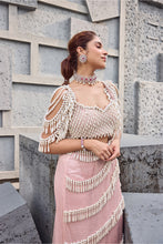 Load image into Gallery viewer, Blush Pink Pearl Tassel sari