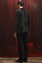 Load image into Gallery viewer, Black Sequin Embellished Velvet Tuxedo