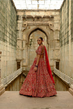 Load image into Gallery viewer, Red Raw Silk Multi-Resham Embroidery Lehenga Set